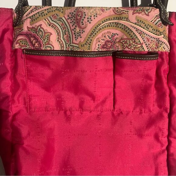 Escada Sport Large Hand bag Pink/Brown Paisley Women’s Designer Vintage - Picture 13 of 16